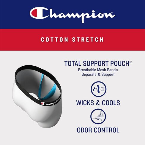 Champion Men's Underwear Boxer Briefs, Total Support Pouch, Cotton Stretch, 3-Pack in Saudi Arabia