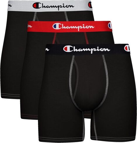 Champion Men's Underwear Boxer Briefs, Total Support Pouch, Cotton Stretch, 3-Pack in Saudi Arabia