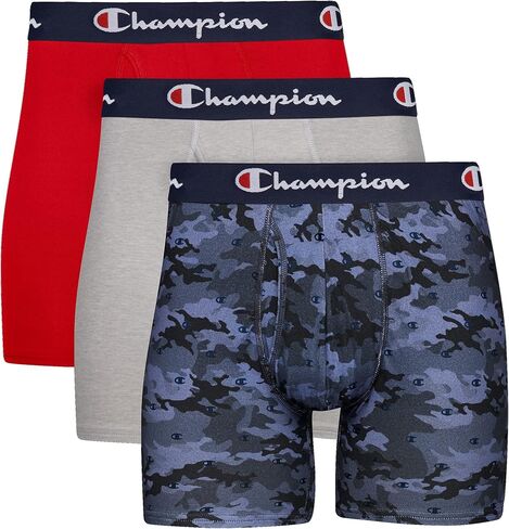 Champion Men's Underwear Boxer Briefs, Total Support Pouch, Cotton Stretch, 3-Pack in Saudi Arabia