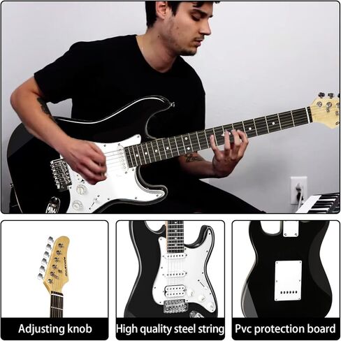 Soulmate Electric Guitar 39 Inch Full Size Beginner Electric Guitar Kit Solid Body Electric Guitar with 15w Amp, Capo, Shoulder Strap, String, Cable,Digital Tuner, Picks,Bag(39" Right Handed, Green) in Saudi Arabia