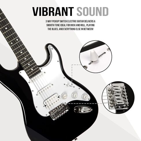 Soulmate Electric Guitar 39 Inch Full Size Beginner Electric Guitar Kit Solid Body Electric Guitar with 15w Amp, Capo, Shoulder Strap, String, Cable,Digital Tuner, Picks,Bag(39" Right Handed, Green) in Saudi Arabia