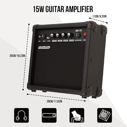 Soulmate Electric Guitar 39 Inch Full Size Beginner Electric Guitar Kit Solid Body Electric Guitar with 15w Amp, Capo, Shoulder Strap, String, Cable,Digital Tuner, Picks,Bag(39" Right Handed, Green) in Saudi Arabia