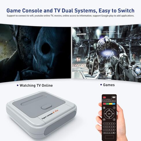 وحدة تحكم ألعاب Kinhank Retro بسعة 128 جيجابايت، وحدة تحكم Super Console X PRO مدمجة أكثر من 95,000 لعبة، أنظمة وحدة تحكم ألعاب فيديو لإخراج 4K TV HD/AV، أنظمة مزدوجة (128 جيجا) in Kuwait