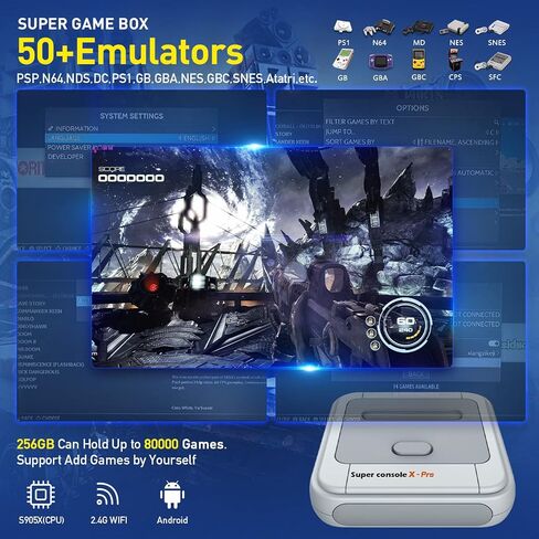 وحدة تحكم ألعاب Kinhank Retro بسعة 128 جيجابايت، وحدة تحكم Super Console X PRO مدمجة أكثر من 95,000 لعبة، أنظمة وحدة تحكم ألعاب فيديو لإخراج 4K TV HD/AV، أنظمة مزدوجة (128 جيجا) in Kuwait