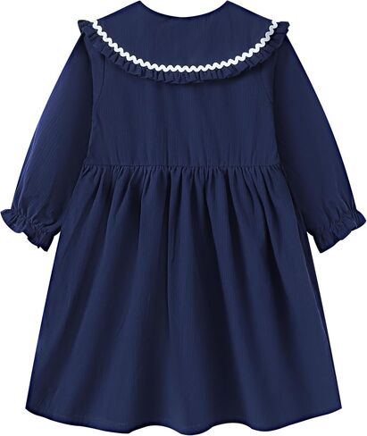 HILEELANG Toddler Girls Long Sleeve Dress Fall Autuman Cotton Casual Floal Jersey Shirt Dresses in Saudi Arabia