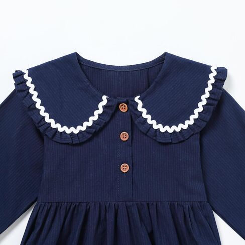 HILEELANG Toddler Girls Long Sleeve Dress Fall Autuman Cotton Casual Floal Jersey Shirt Dresses in Saudi Arabia