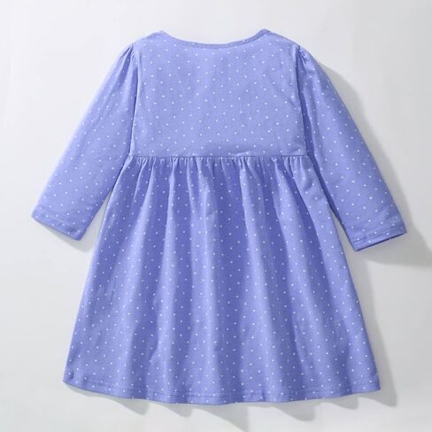 HILEELANG Toddler Girls Long Sleeve Dress Fall Autuman Cotton Casual Floal Jersey Shirt Dresses in Saudi Arabia