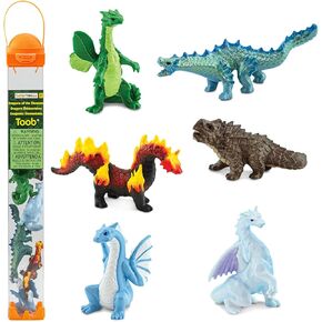 Safari Ltd. Dragons of the Elements TOOB - 6 Miniature Elemental Dragon Figurines - Fantasy Toy Set for Boys, Girls and Kids Ages 3+