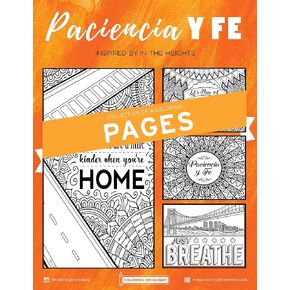 Coloring Broadway - in The Heights Inspired Coloring Pages (Set of 4) “Paciencia y Fe" Collection, Broadway Musical Merchandise, Card Stock (8 1/2" x 11"), Ideal Gift for a Broadway Theater Lover