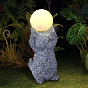 ILLUMINEW House Garden Statues with Solar Lights, LED Cute Flocked Fairy House with Gnomes Garden Figurine, Outdoor Patio Yard Lawn Decorations Gift