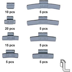 70PC AW-M70 0.25 to 2.5 oz AW Type Wheel Weight