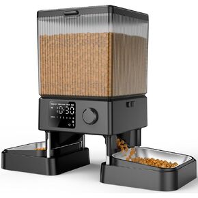 oneisall Automatic Dial Cat Food Dispenser for 2 Cats, 20 Cups Automatic Cat Feeders for Small Pets Indoor, Timed Cat Food Dispenser for Dry Food