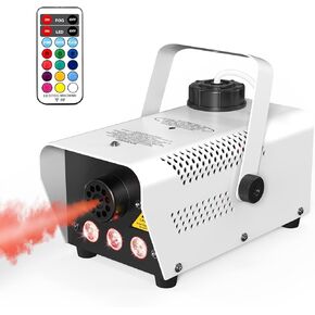 eletecpro Halloween Fog Machine with 8 Colorful RGB Lights, 500W 2000CFM Smoke Machine with Wireless Remote Control, Great for Halloween Parties, Haunted Houses and Home Decoration (Black)