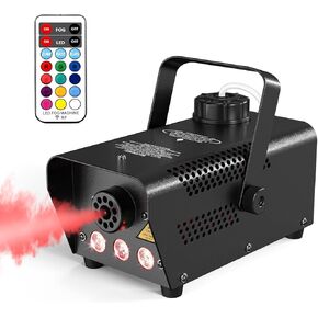 eletecpro Halloween Fog Machine with 8 Colorful RGB Lights, 500W 2000CFM Smoke Machine with Wireless Remote Control, Great for Halloween Parties, Haunted Houses and Home Decoration (Black)