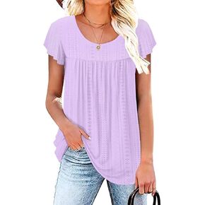 Women's Summer Short Sleeve Tunic Plus size ladies shirts Floral Blouse Loose Flowy Tops for Leggings M-4XL