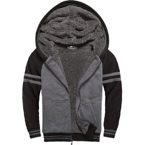 Boys Fleece Jacket Sherpa Lined Zip Up Hoodie Casual Long Sleeve Sweatshirt Warm Jacket 6-15Years (Girls/Kids)