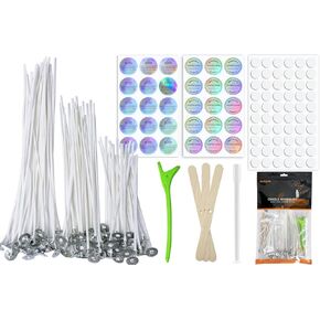 Candle Wick Kit for Candle Making, 60 Pcs Cotton Candle Wicks with Candle Making Tools for Candle DIY, Pre-Waxed by Natural Soy Wax & Tabbed Wicks (4"+6"+8")