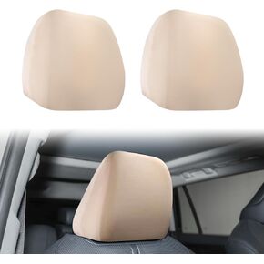 2 PCS Car Seat Headrest Cover, Universal Headrest Anti-Dirty Covers, Soft Car Head Rest Cover Protector, Protecting Decorative Accessories, for Cars, Vans, Trucks (Beige)