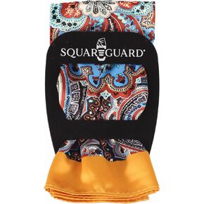 Marigold Rust Paisley Pocket Square & Pocket Square Holder, Large