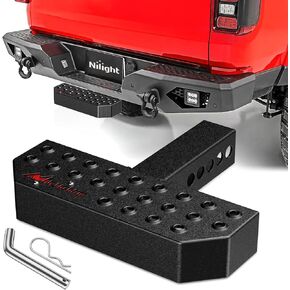 Nilight Hitch Step with 2" Hitch Receiver Rear Bumper Guard Protector 11.9 Inch with 5/8" Hitch Pin Clip Upgraded Textured Black Anti Slip Hitch Step Bar for Pickup Truck Car SUV
