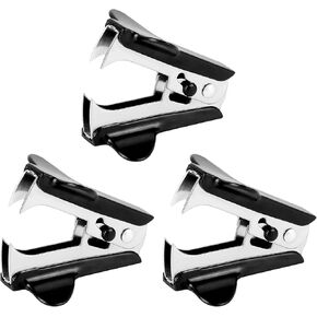 CREASOL 3-Pack Black Staple Removers, Mini Metal Staple Puller Removal Tools for School, Office, and Home Use