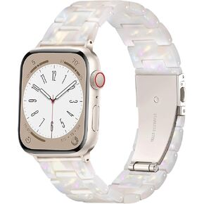GEAK Compatible with Resin Apple Watch Band 40mm 38mm 41mm Women Men, Light Stylish Resin Bracelet iWatch Replacement Bands with Stainless Steel Buckle for iWatch Series 9/8/7/6/5/4/3/2/1/SE Colorful