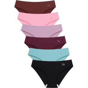 Seamless Underwear for Women, Cheeky Bikini Panties, Laser-cut Undies, No Show Panty Line, Silk Crotch, 6 Pack