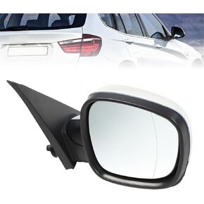 Black/White Mirror Assembly Right Passenger Side/Left Driver Side Heated 3 Pin Compatible with 2011-2014 X3 (White,Right)