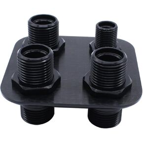 A/C Bulkhead, Car 4 Port Air Conditioning Bulkhead Universal Air Conditioning Hose Fitting(Black)