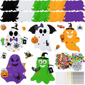 36 Sets Halloween Felt DIY Ghost Kits Halloween Craft Kit Ghost Hanging Ornament Halloween Party Favor Decoration for Indoors Outdoors Classroom Activities Supplies