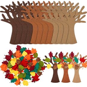 Whaline 192Pcs Fall Tree of Thanks Felt Craft Kit Autumn Tree Maple Leaves Ornaments Felt Board for DIY Art Craft Fall Thanksgiving Party Gift Supplies Home Classroom Door Wall Hanging Tree Decor in Kuwait