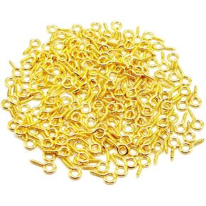 400 Pack Small Screw Eye Pins Eye Hooks Screw 10 x 5mm Mini Screw Eye Pin Peg for DIY Jewelry Making Charm Bead Pieces Wood Arts Crafts Projects Self Tapping Screws Hooks Ring (10mm, Silver)