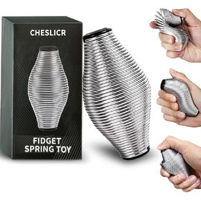 Metal Fidget Spring Toys Adults, 20LB Stainless Steel Stress Ball Toys Cool Gadget Office Desk Toys Quiet ADHD Figette Toy, Silent Anxiety Relief Item Stocking Stuffer Gift for Teen Boy Men