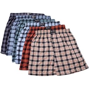 100Salueng Men's Plaid knitted Boxer Shorts, Assorted Colors, Pack of 6