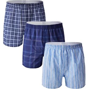 Boxers for Men Pack Woven Relaxed Fit Big Tartan Moisture Wicking Assorted Color Value Multipacks