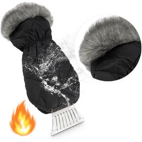 Ice Scraper with Glove -Ice Scraper Mitt for Car Windshield from Scrape Frost and Ice,Waterproof Windproof Snow Ice Scrapers Tools Lined Thickened Warm Durable Car Scraper Snow Brush
