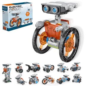AESGOGO 12-in-1 Electric Robot Kit, STEM Projects Toys for Kids Age 8-12 Birthday Gifts, DIY Building Science Experiment Kit Battery Powered Education for Boys Girls Aged 8 9 10 11 12 13 14 Years Old