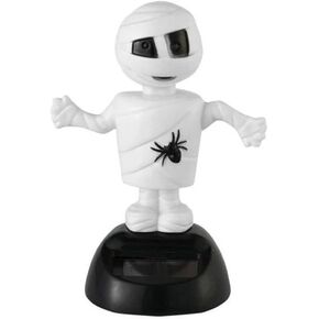 White Solar Dancing Toys Halloween Skeleton Mummy Dancing Figure Toy Doll Car Dashboard Decorations Horror Ornaments Halloween Party Supplies Favors Solar Power Kits