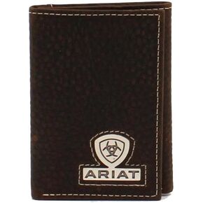 ARIAT Trifold Shield Logo Concho Brown Rowdy Wallet