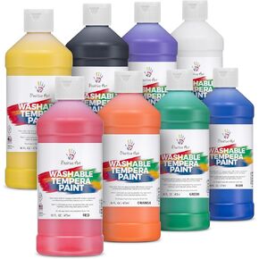 Positive Art Washable Paint for Kids, (8 Colors 16 Oz Each) Washable Tempera Paint, Bulk Paint for Schools, Classroom Student Paint, Non-Toxic Kids Paint Set Finger Paint - 8 Pack