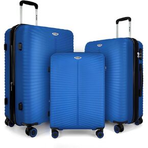 3Pcs Luggage Sets,Lightweight Durable Suitcase Sets w/TSA Lock & Double Spinner Wheels(20in/24in/28in) (Blue)