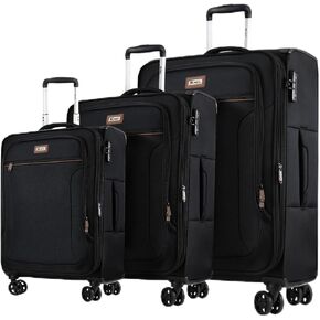 3Pcs Coffee Luggage Sets,Softside Expandable Lightweight Durable Suitcase Sets w/TSA Lock & Double Spinner Wheels(20in/28in/30in)