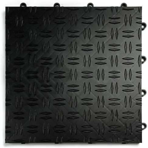 Big Floors GarageTrac Diamond, Durable Copolymer Interlocking Modular Non-Slip Garage Flooring Tile (48 Pack), Black in Saudi Arabia
