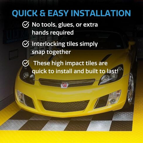 Big Floors GarageTrac Diamond, Durable Copolymer Interlocking Modular Non-Slip Garage Flooring Tile (48 Pack), Black in Saudi Arabia