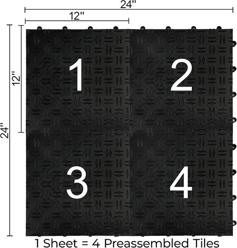 Big Floors GarageTrac Diamond, Durable Copolymer Interlocking Modular Non-Slip Garage Flooring Tile (48 Pack), Black in Saudi Arabia