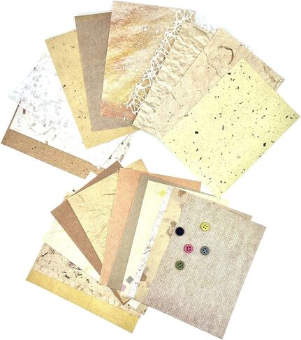 Textured Scrapbook Paper Mesh Fabric - Junk Journal Supplies Assorted Set 51 Sheets Mixed Scrapbooking Materials Boho Cardstock Aesthetic Decoupage Paper for Crafts Planner Collage Embellishments in Saudi Arabia