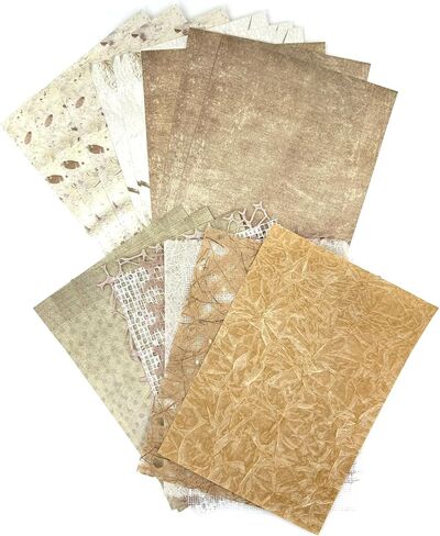 Textured Scrapbook Paper Mesh Fabric - Junk Journal Supplies Assorted Set 51 Sheets Mixed Scrapbooking Materials Boho Cardstock Aesthetic Decoupage Paper for Crafts Planner Collage Embellishments in Saudi Arabia