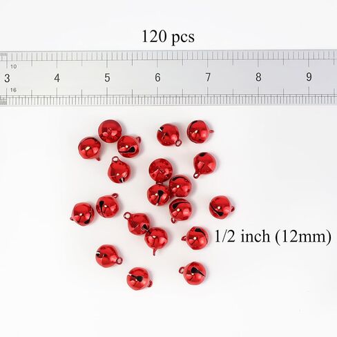 1/2 Inch Jingle Bells Small Bell Mini Bells, Tiny Crafts Bells, DIY for Christmas Home Making Ornaments Wreath Pet Decorations Bracelet Anklets Necklace Knitting Jewelry Making 120 Pcs, Gold in Saudi Arabia