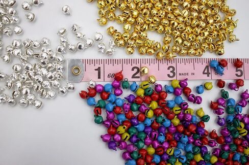 Micro Jingle Bells 100 Pk Miniature 6 mm (0.23 Inch) for Making Ornaments, Mini Wreath - Tiny Gold, Silver or Color Christmas Bell (Mixed Colors) in Kuwait