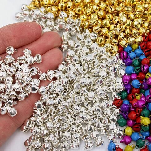 Micro Jingle Bells 100 Pk Miniature 6 mm (0.23 Inch) for Making Ornaments, Mini Wreath - Tiny Gold, Silver or Color Christmas Bell (Mixed Colors) in Kuwait